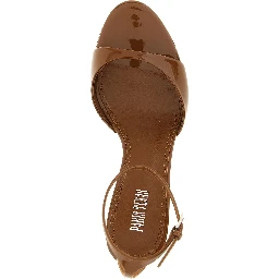 Brown Calfskin Stiletto Heel Sandals