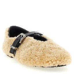 Beige Calfskin Ballet Flats