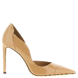 Beige Leather High Heel Pumps