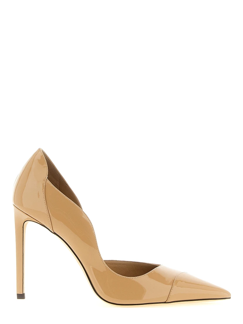 Beige Leather High Heel Pumps