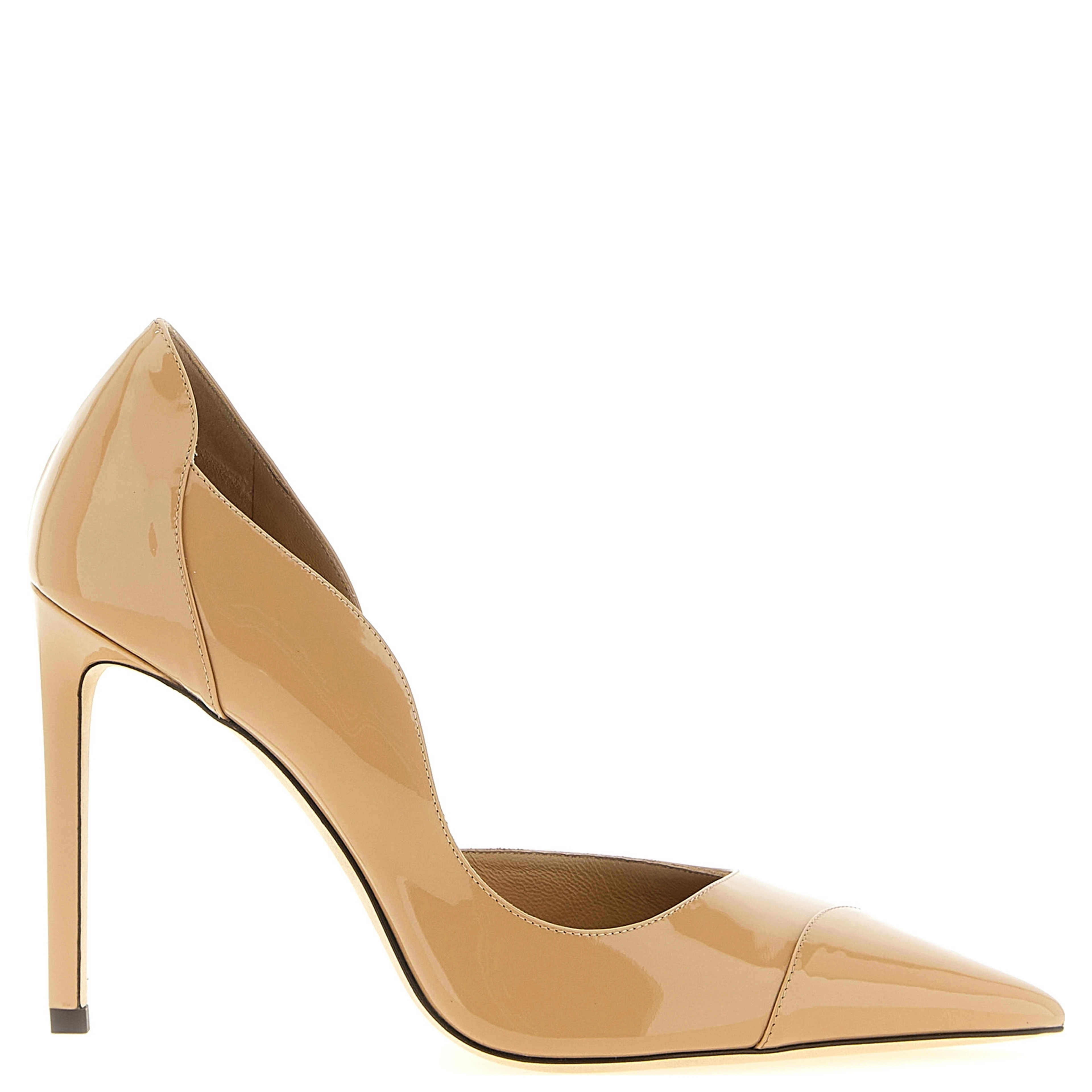 Beige Leather High Heel Pumps
