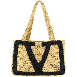 Beige Viscose Tote Bag