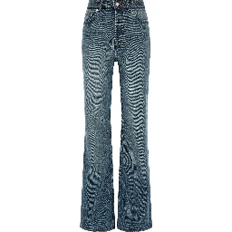 Blue Cotton Flared Jeans