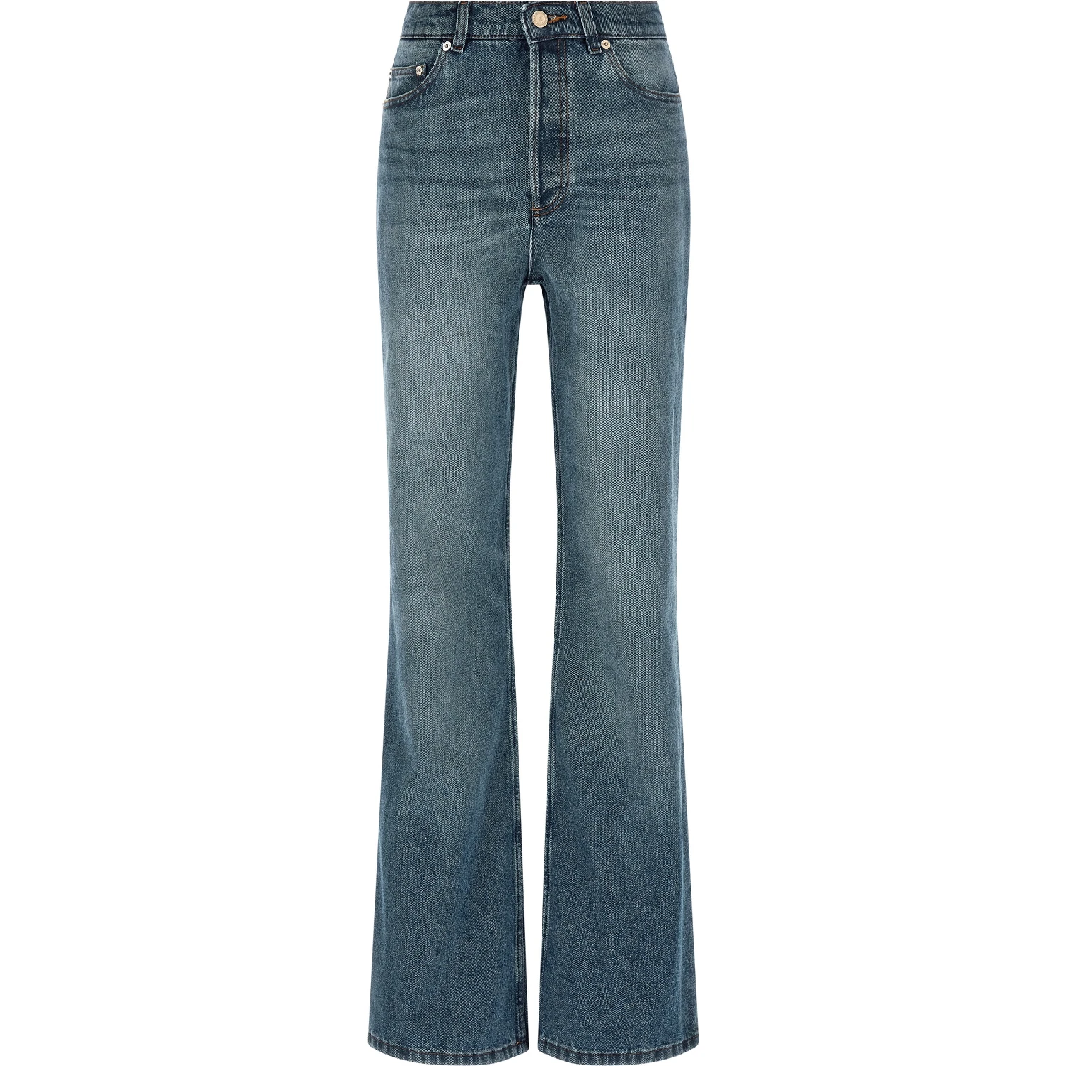 Blue Cotton Flared Jeans