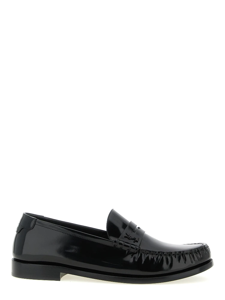 Black Calfskin Slip-On Loafers