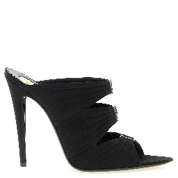 Black Viscose Stiletto Heel Sandals