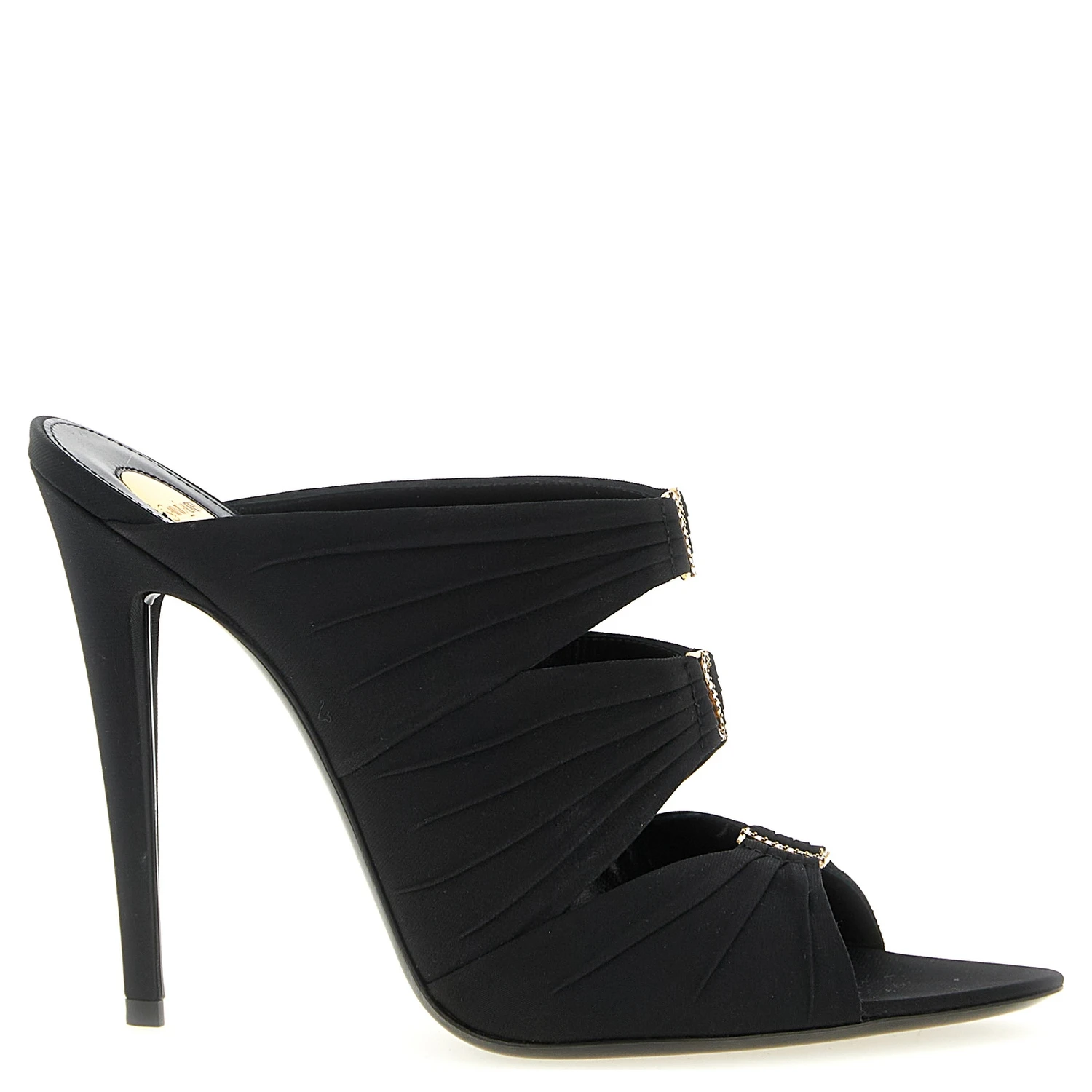 Black Viscose Stiletto Heel Sandals