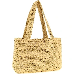 Beige Viscose Tote Bag
