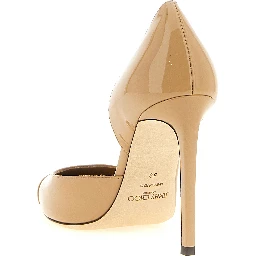 Beige Leather High Heel Pumps