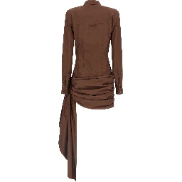 Brown Cotton Short Dress