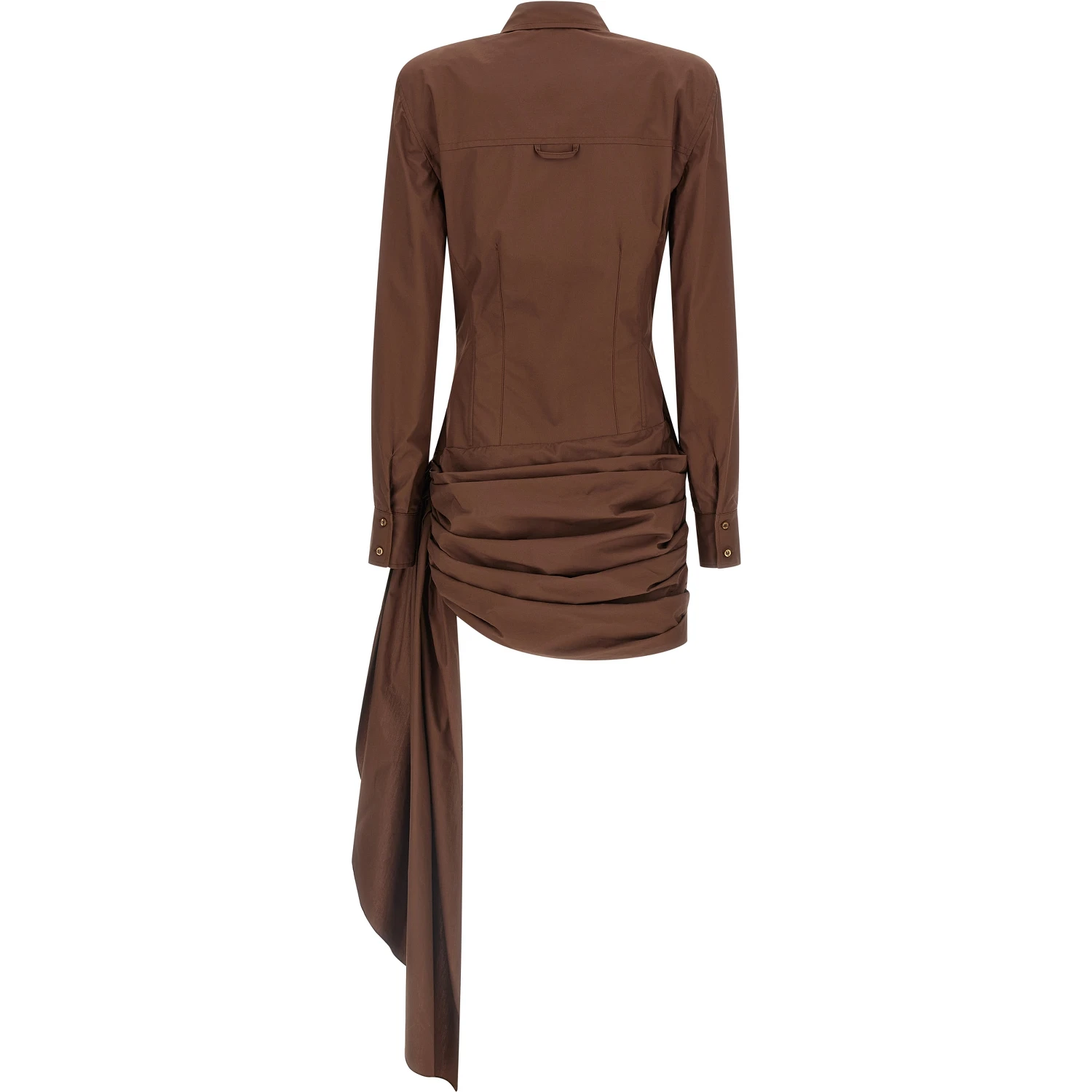 Brown Cotton Short Dress