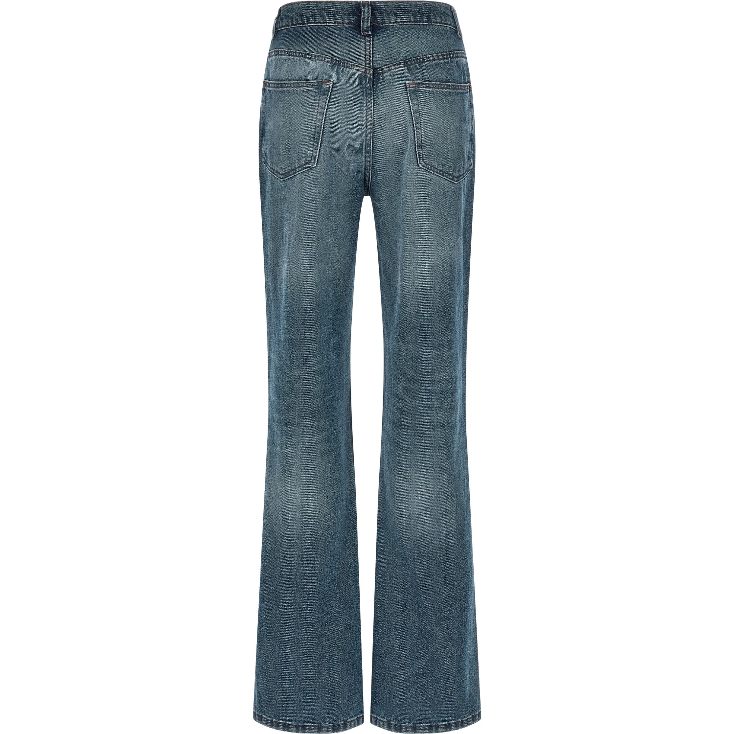 Blue Cotton Flared Jeans