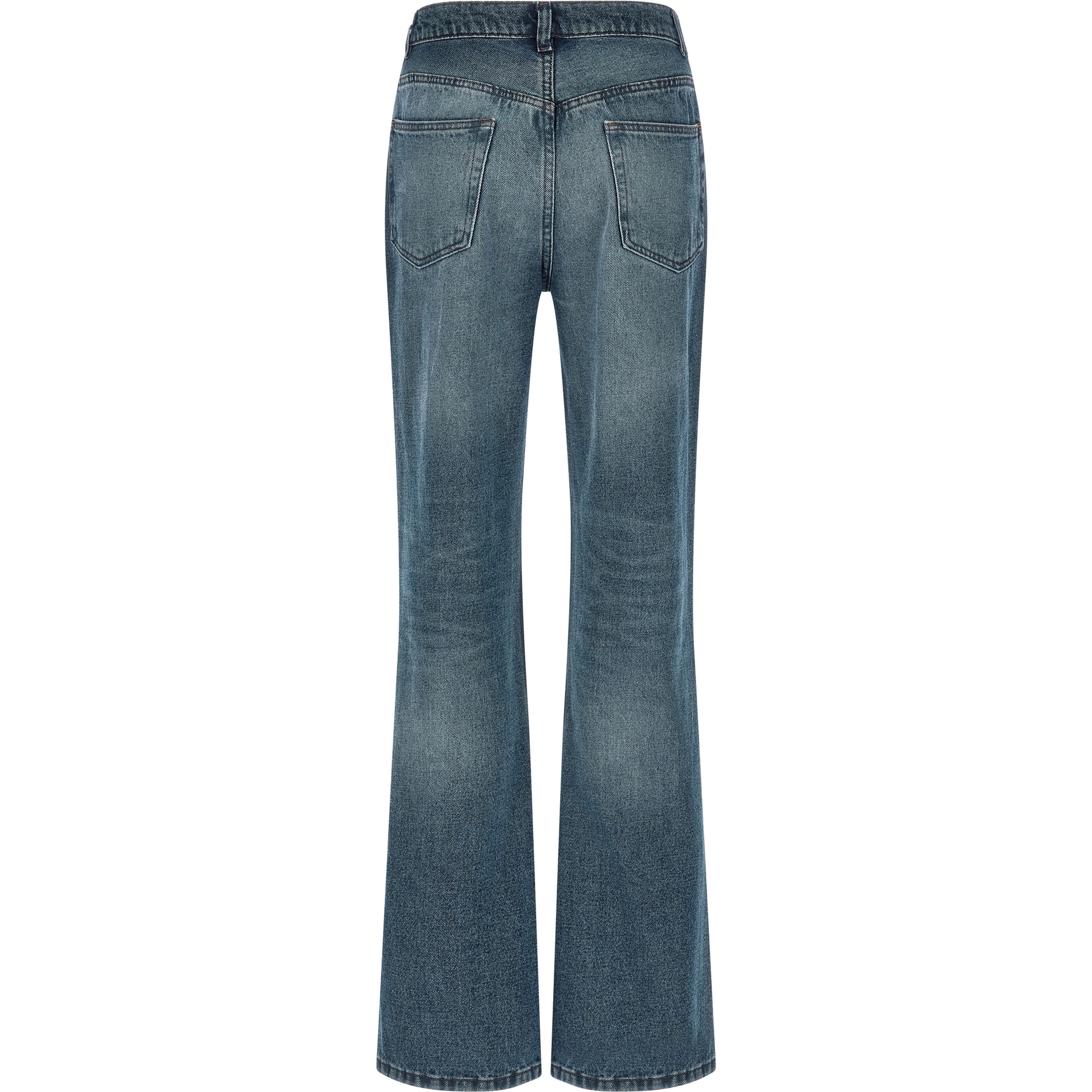 Blue Cotton Flared Jeans