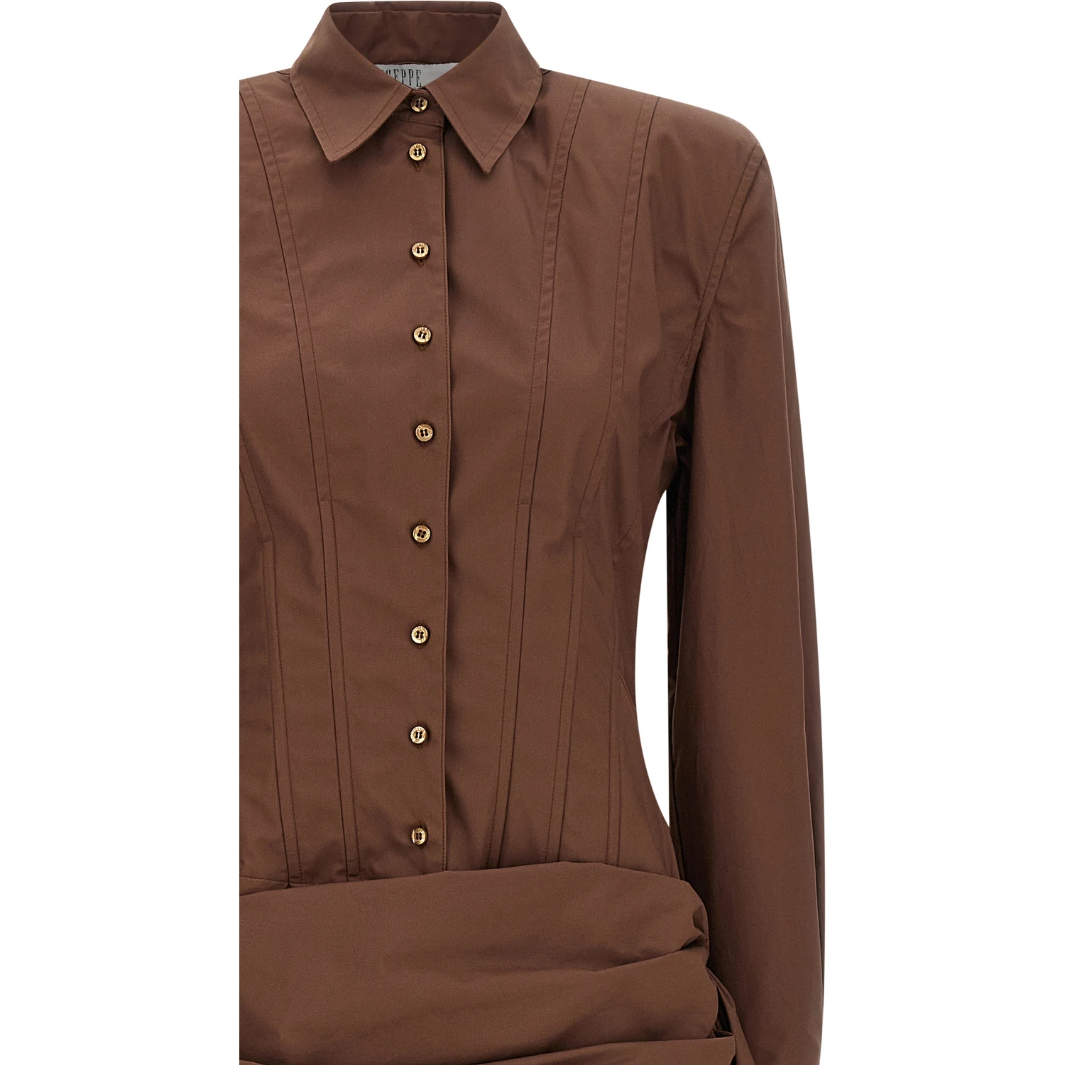 Brown Cotton Short Dress