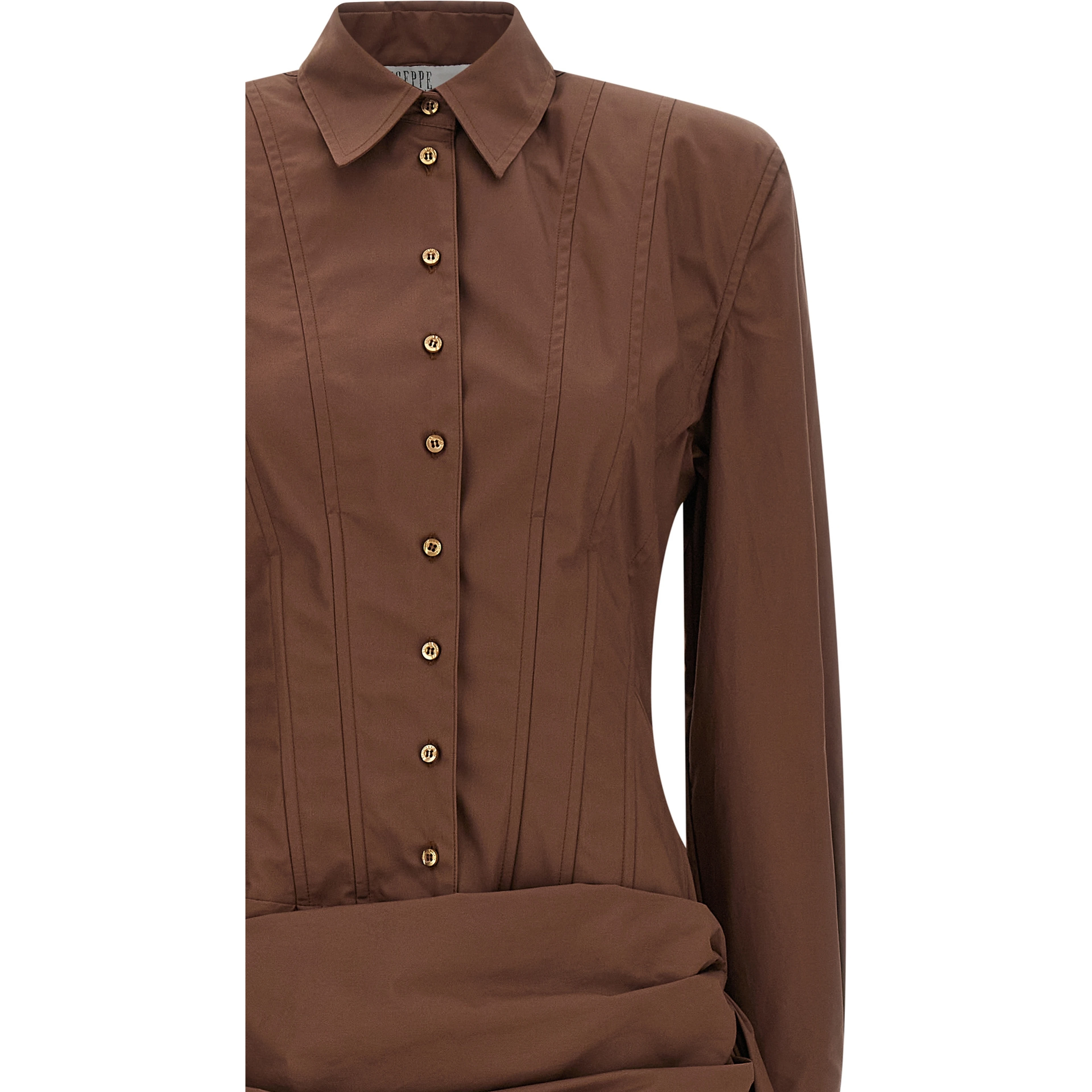 Brown Cotton Short Dress