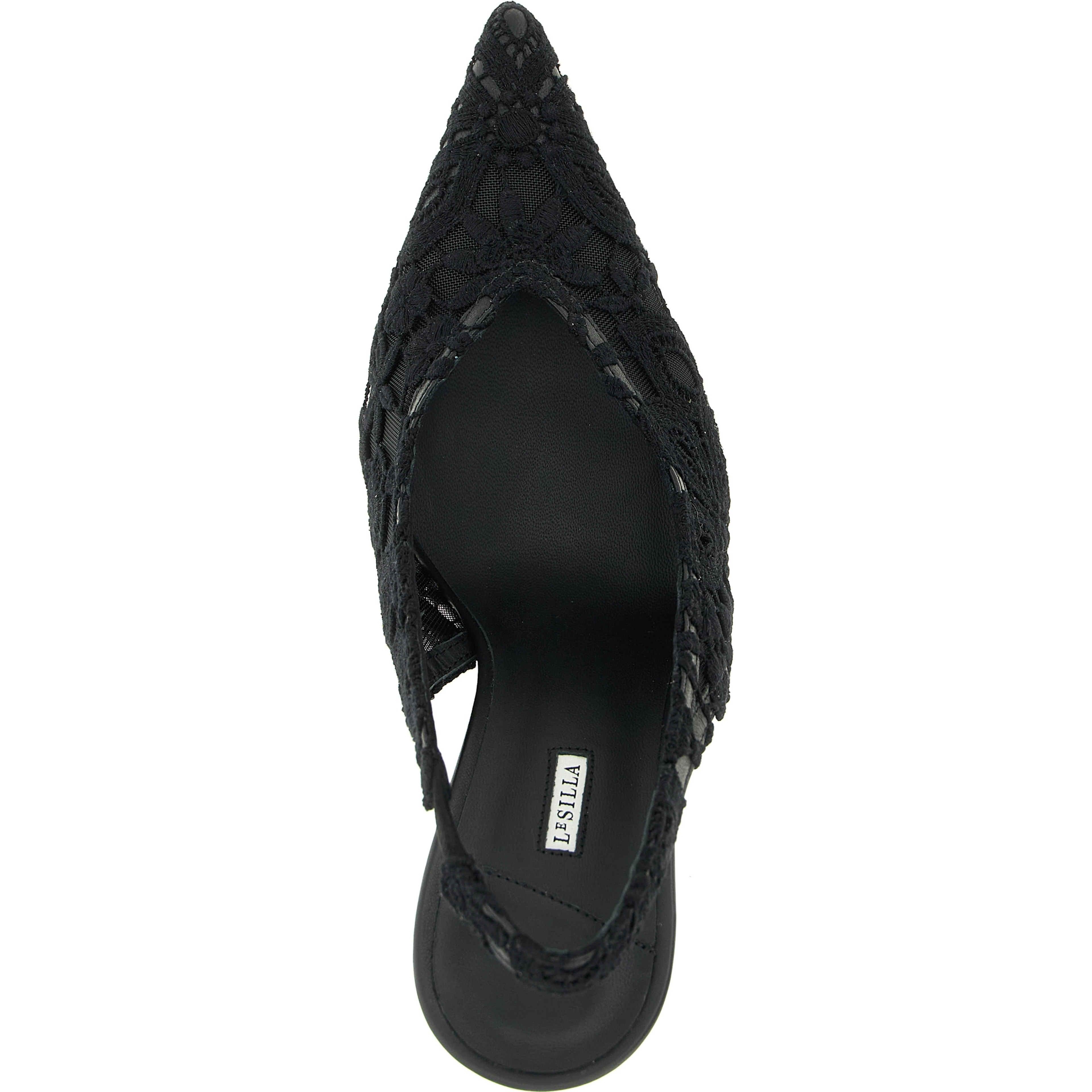 Black Cotton High Heel Pumps