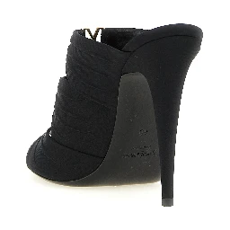 Black Viscose Stiletto Heel Sandals