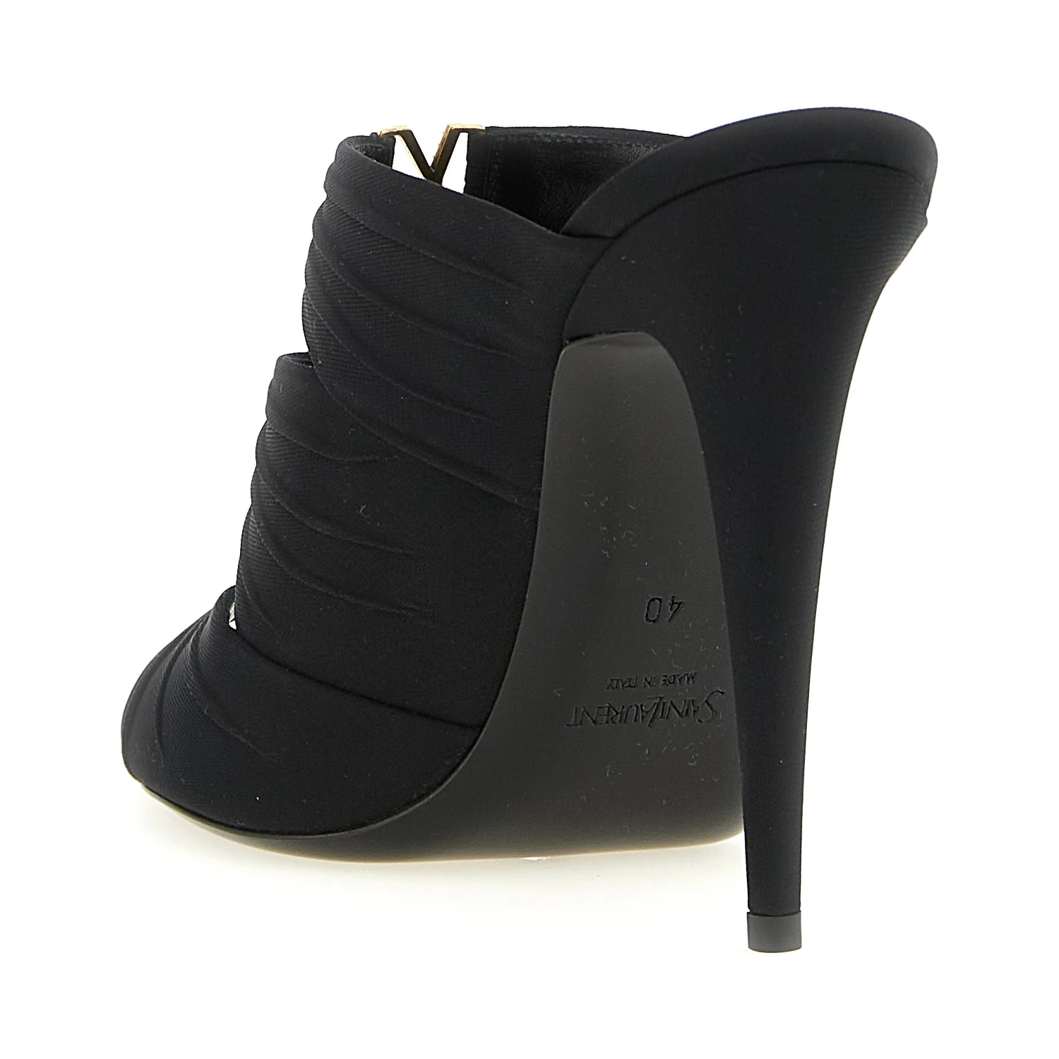 Black Viscose Stiletto Heel Sandals