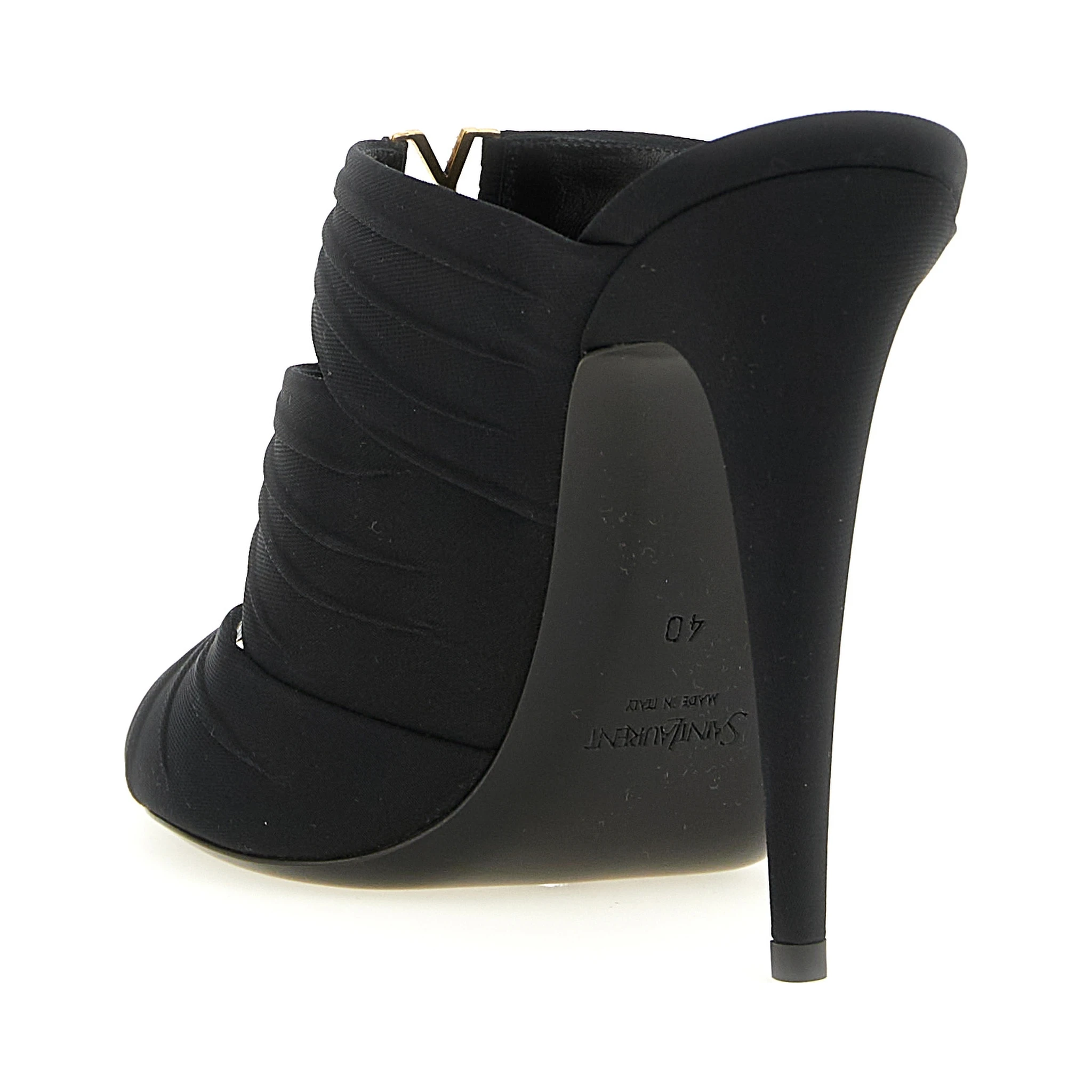 Black Viscose Stiletto Heel Sandals