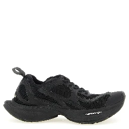 Black Polyester Athletic Sneakers