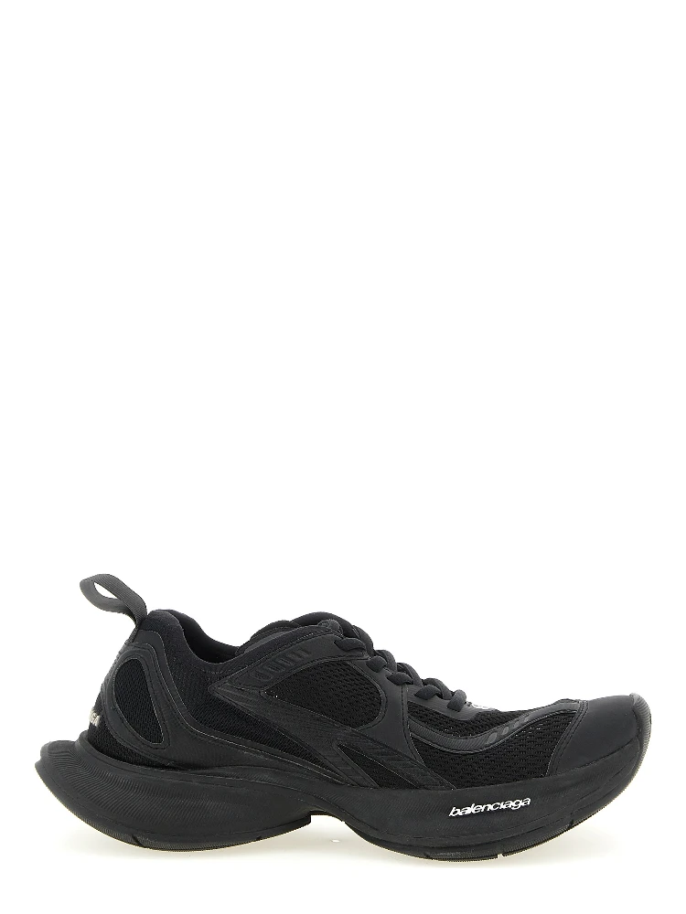 Black Polyester Athletic Sneakers
