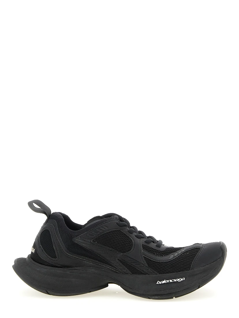 Black Polyester Athletic Sneakers