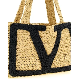 Beige Viscose Tote Bag