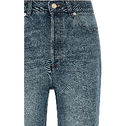 Blue Cotton Flared Jeans