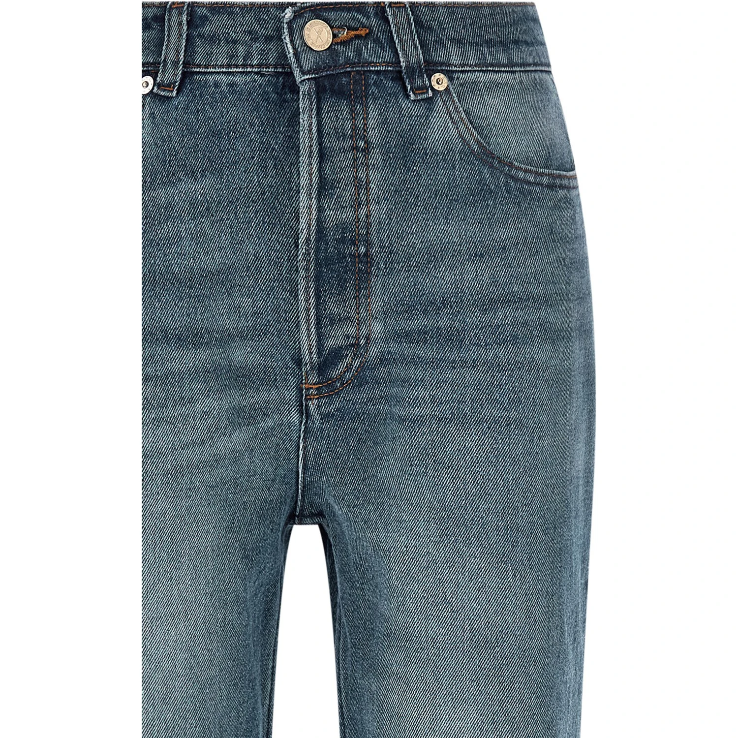 Blue Cotton Flared Jeans