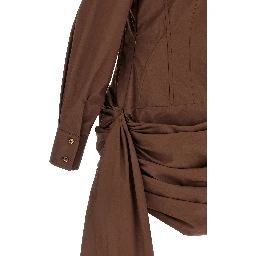 Brown Cotton Short Dress