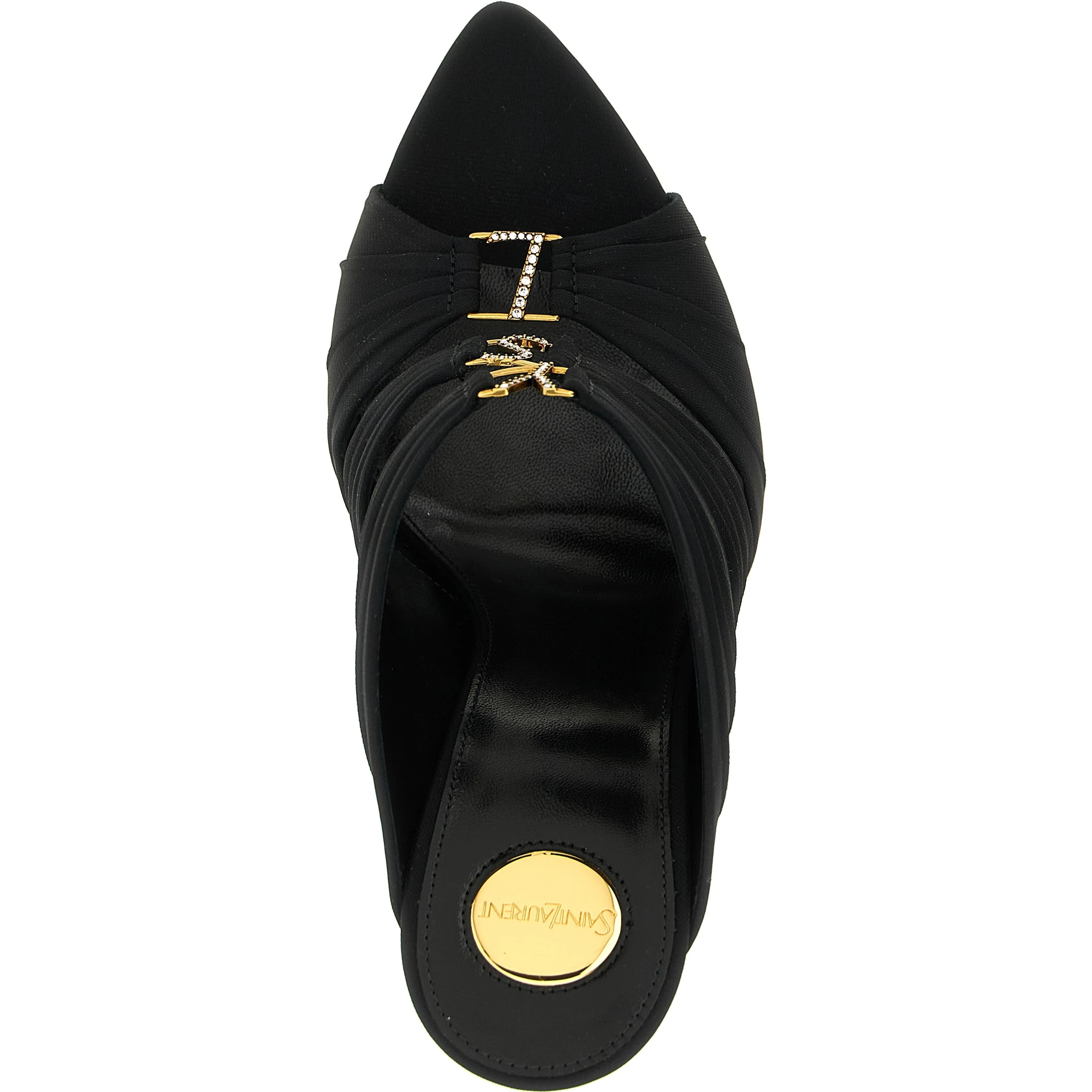 Black Viscose Stiletto Heel Sandals