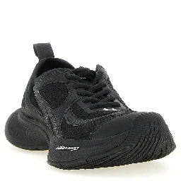 Black Polyester Athletic Sneakers