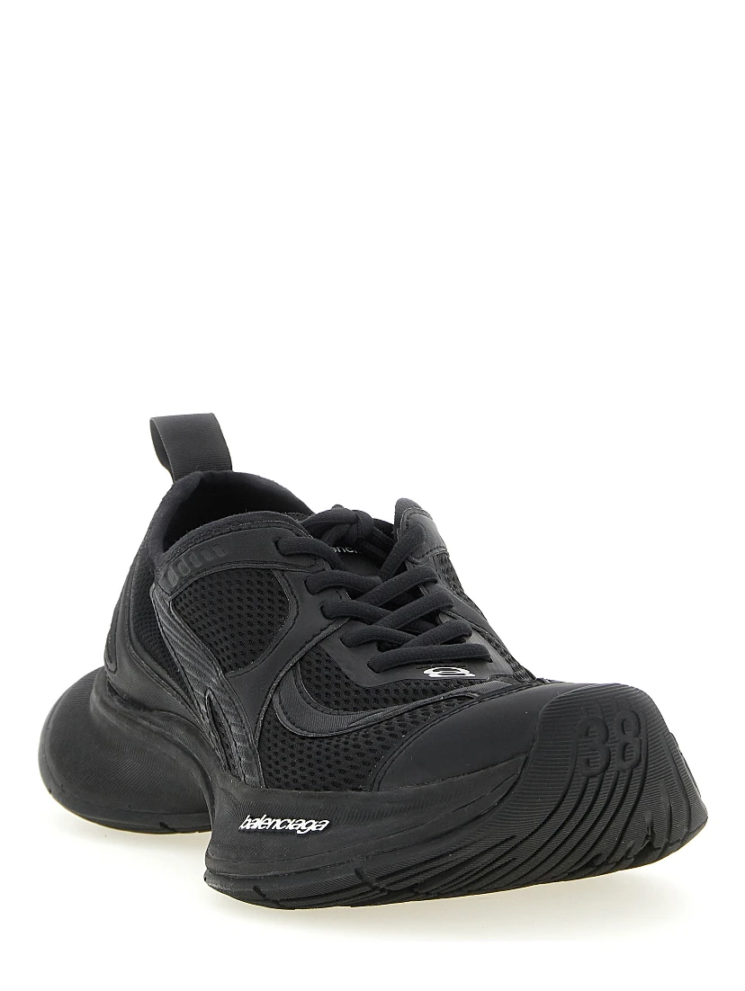 Black Polyester Athletic Sneakers