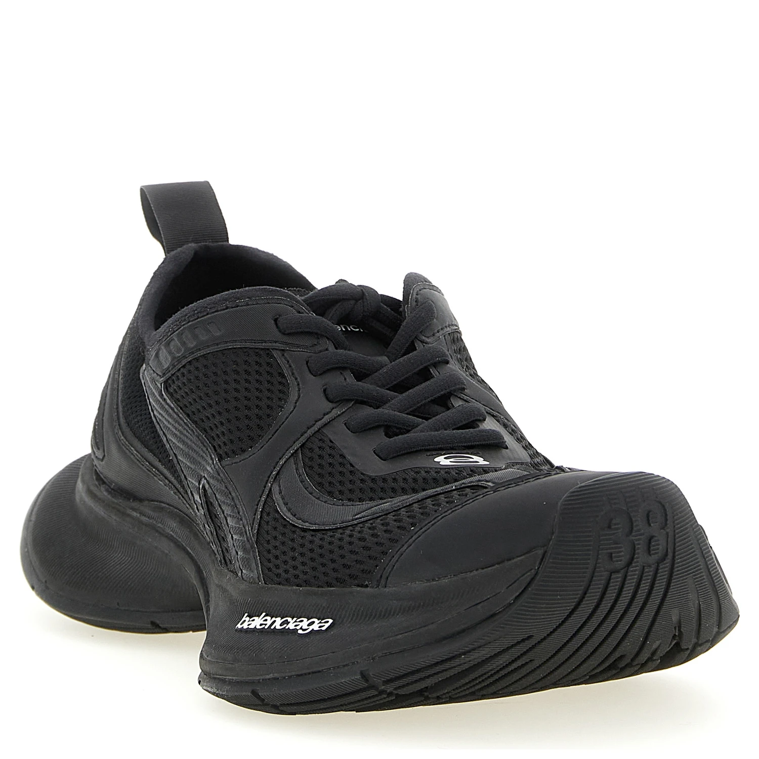 Black Polyester Athletic Sneakers