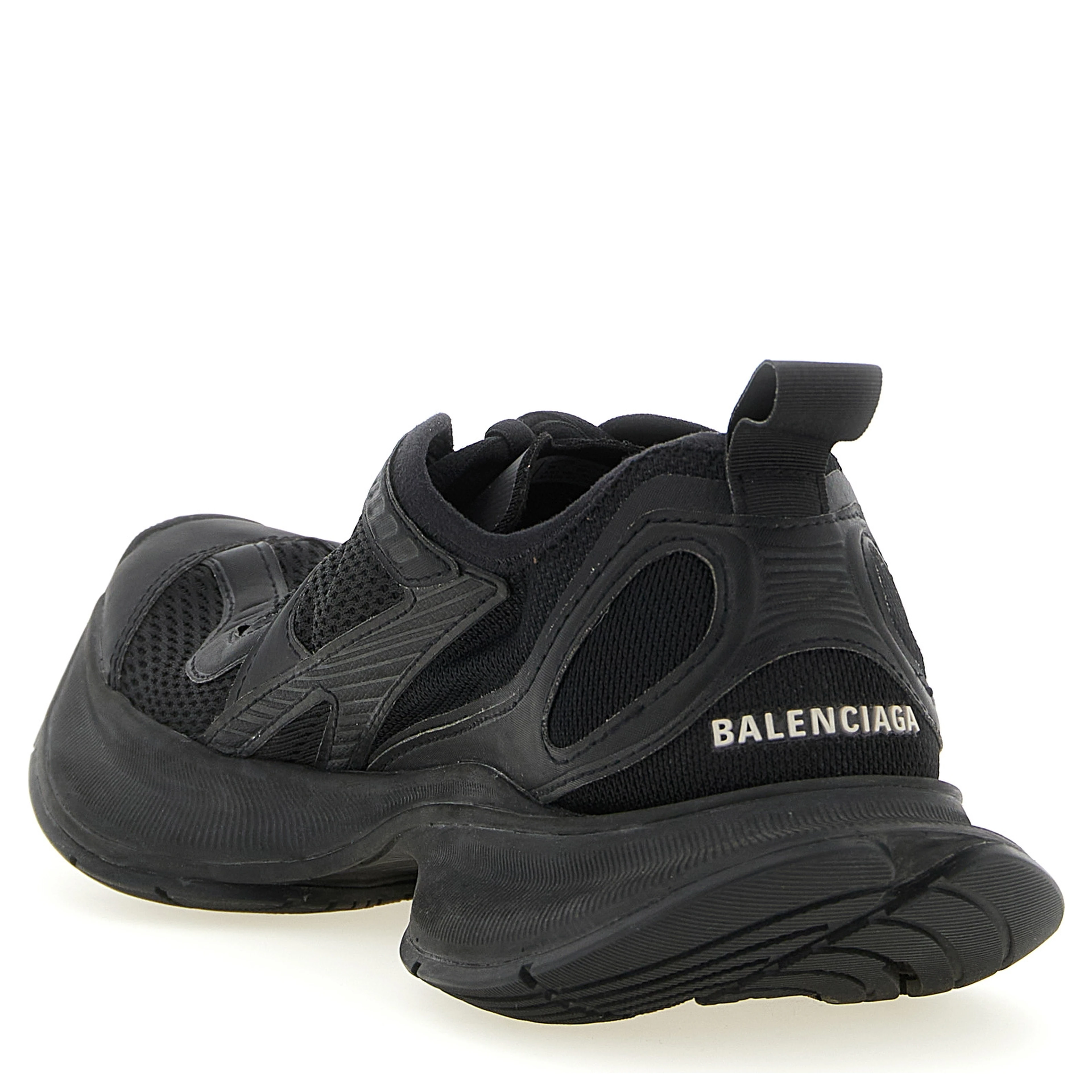 Black Polyester Athletic Sneakers