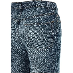 Blue Cotton Flared Jeans