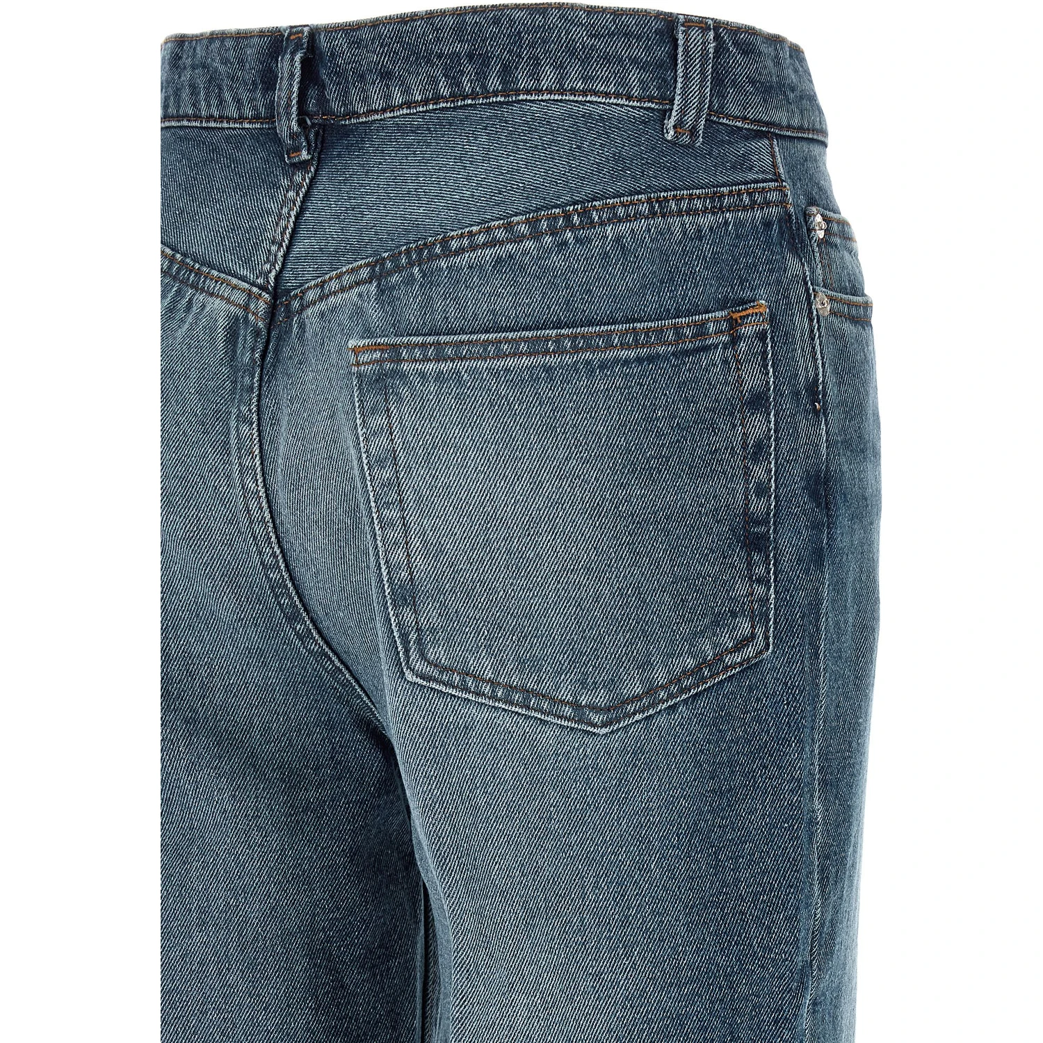 Blue Cotton Flared Jeans