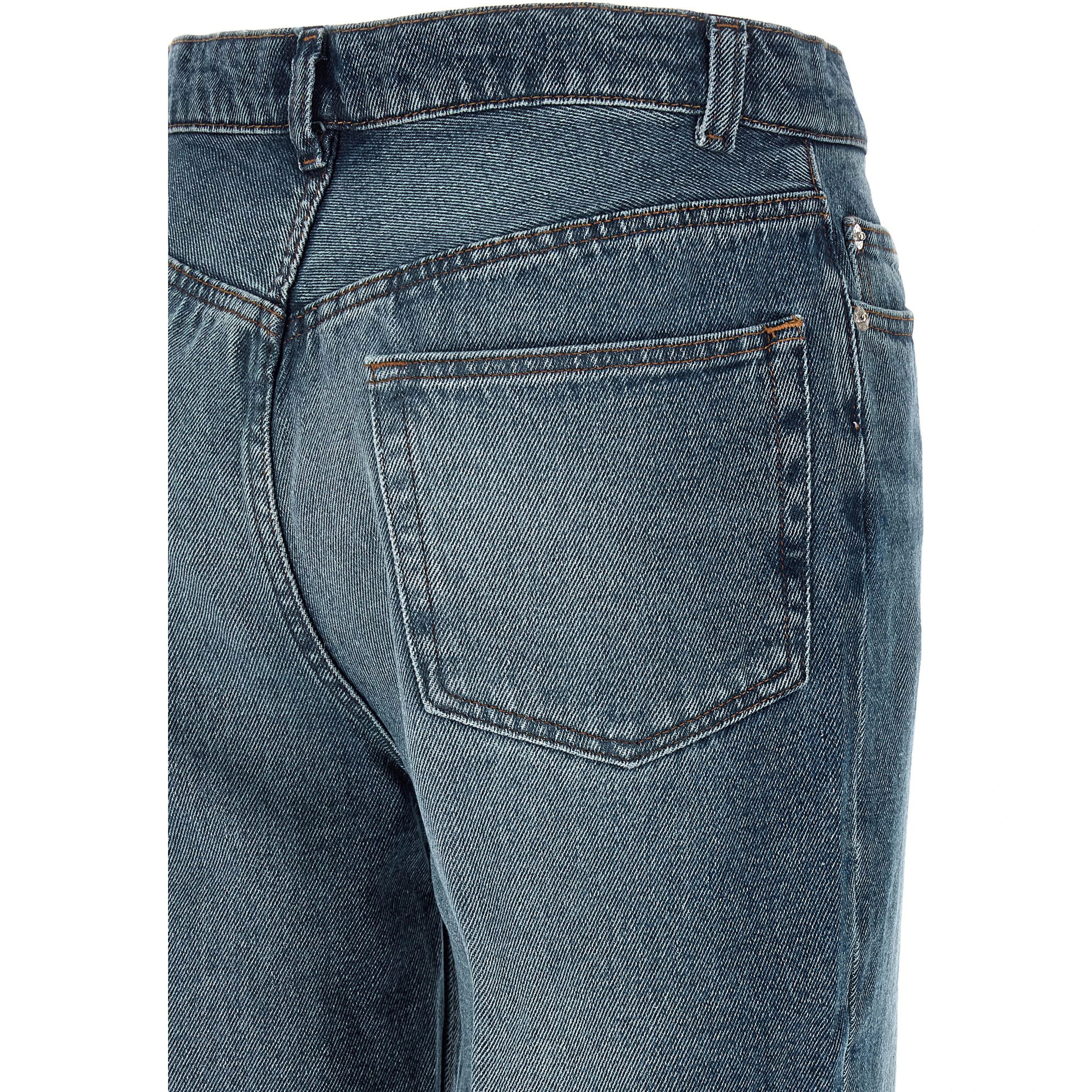 Blue Cotton Flared Jeans