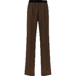 Brown Silk Casual Pants