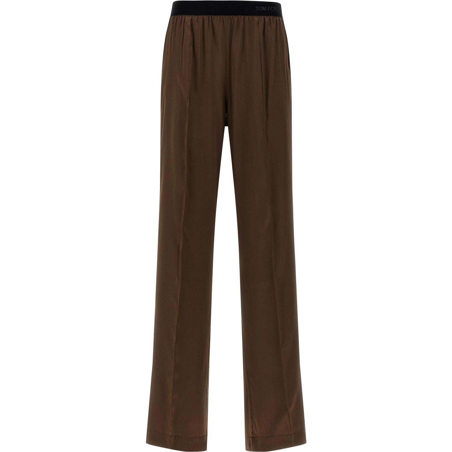Brown Silk Casual Pants