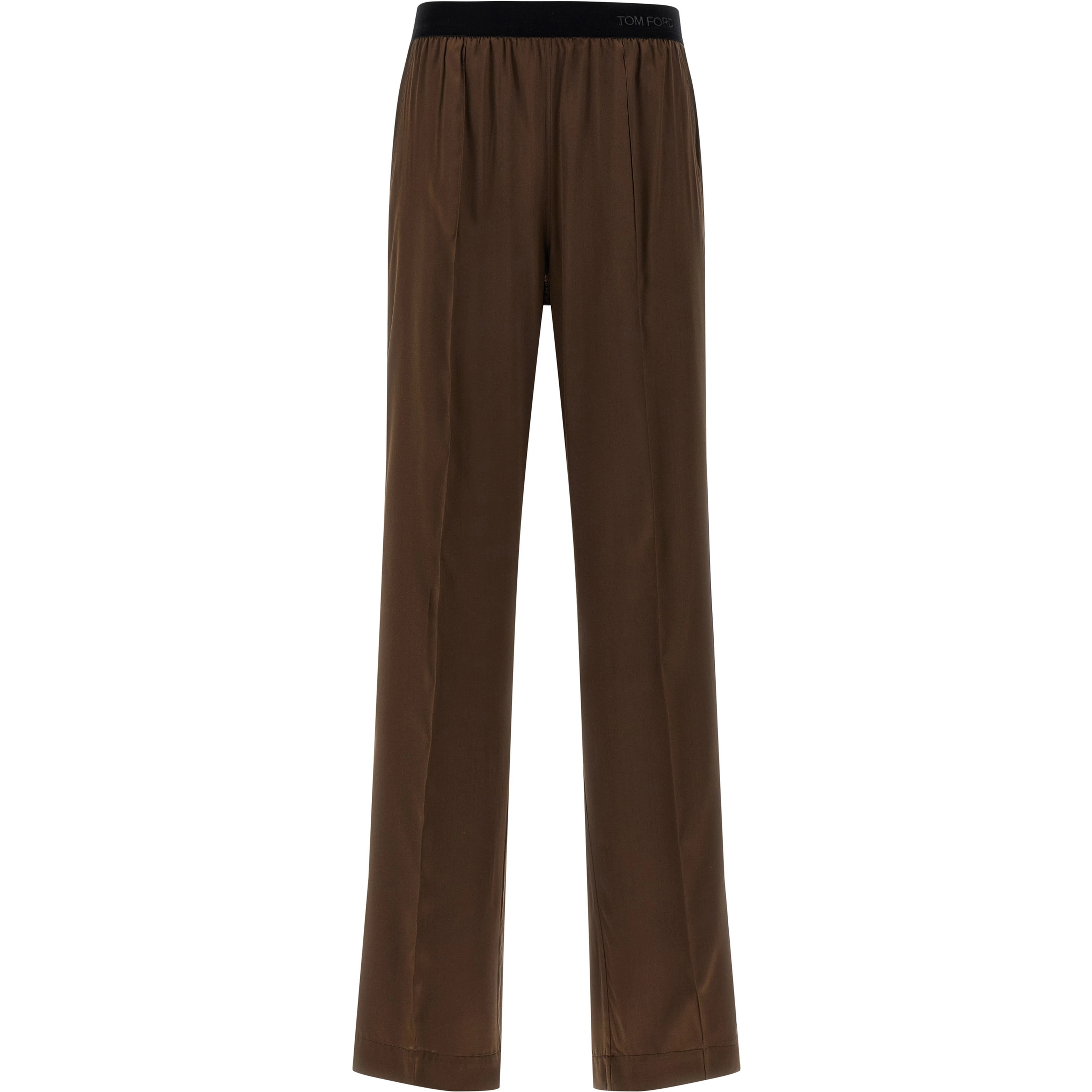 Brown Silk Casual Pants