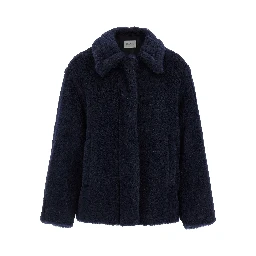 Blue Alpaca Leather Coat