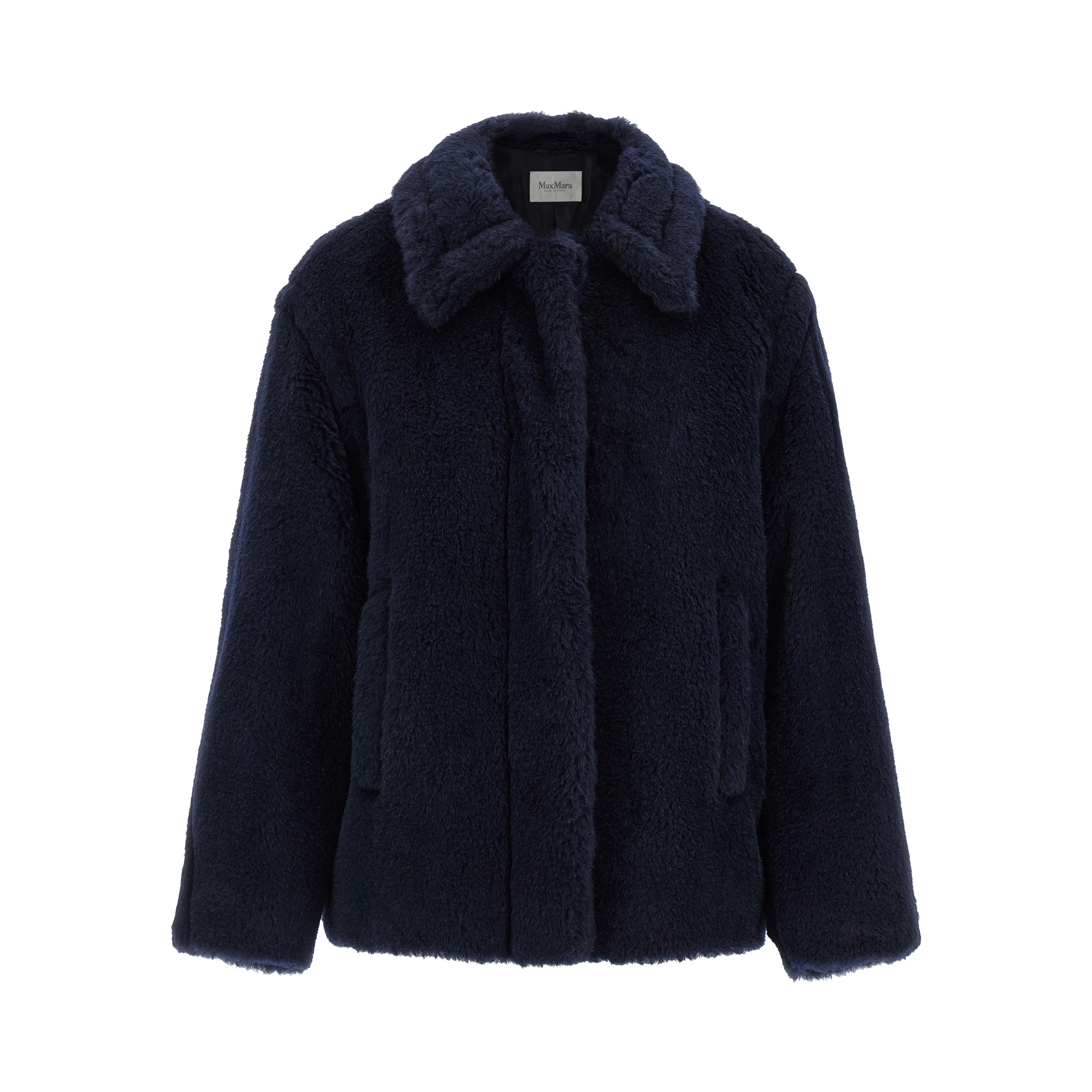 Blue Alpaca Leather Coat