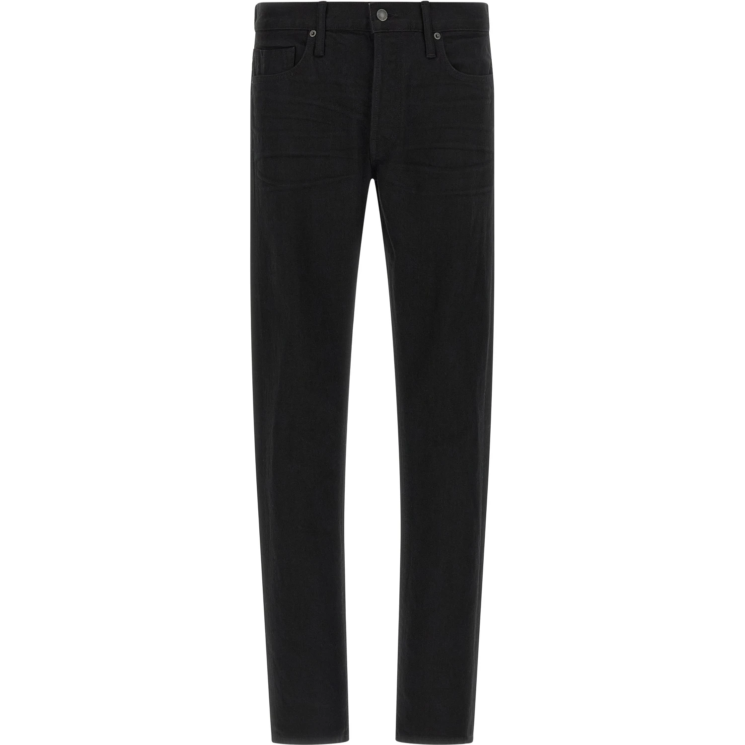 Black Cotton Straight-Leg Jeans