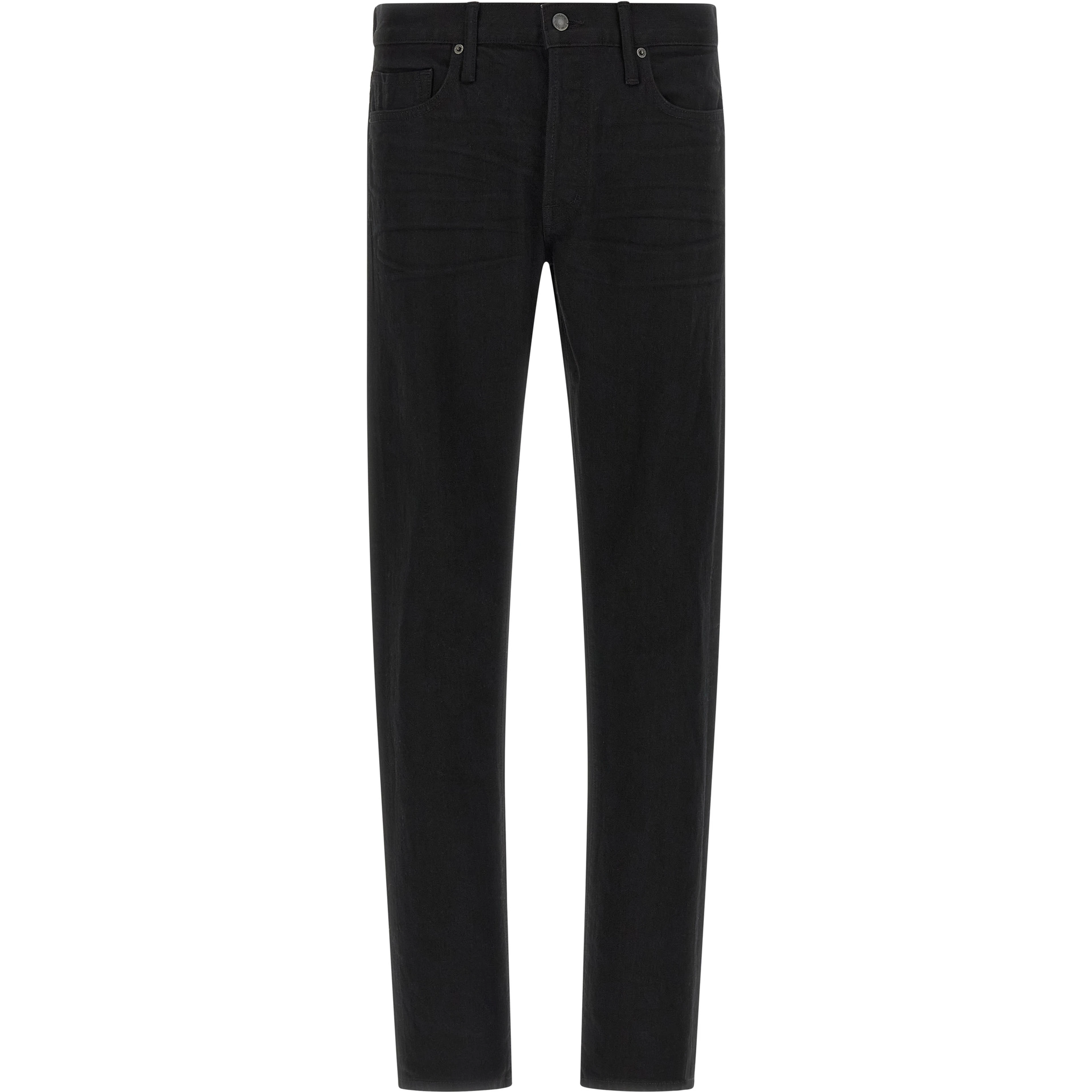 Black Cotton Straight-Leg Jeans