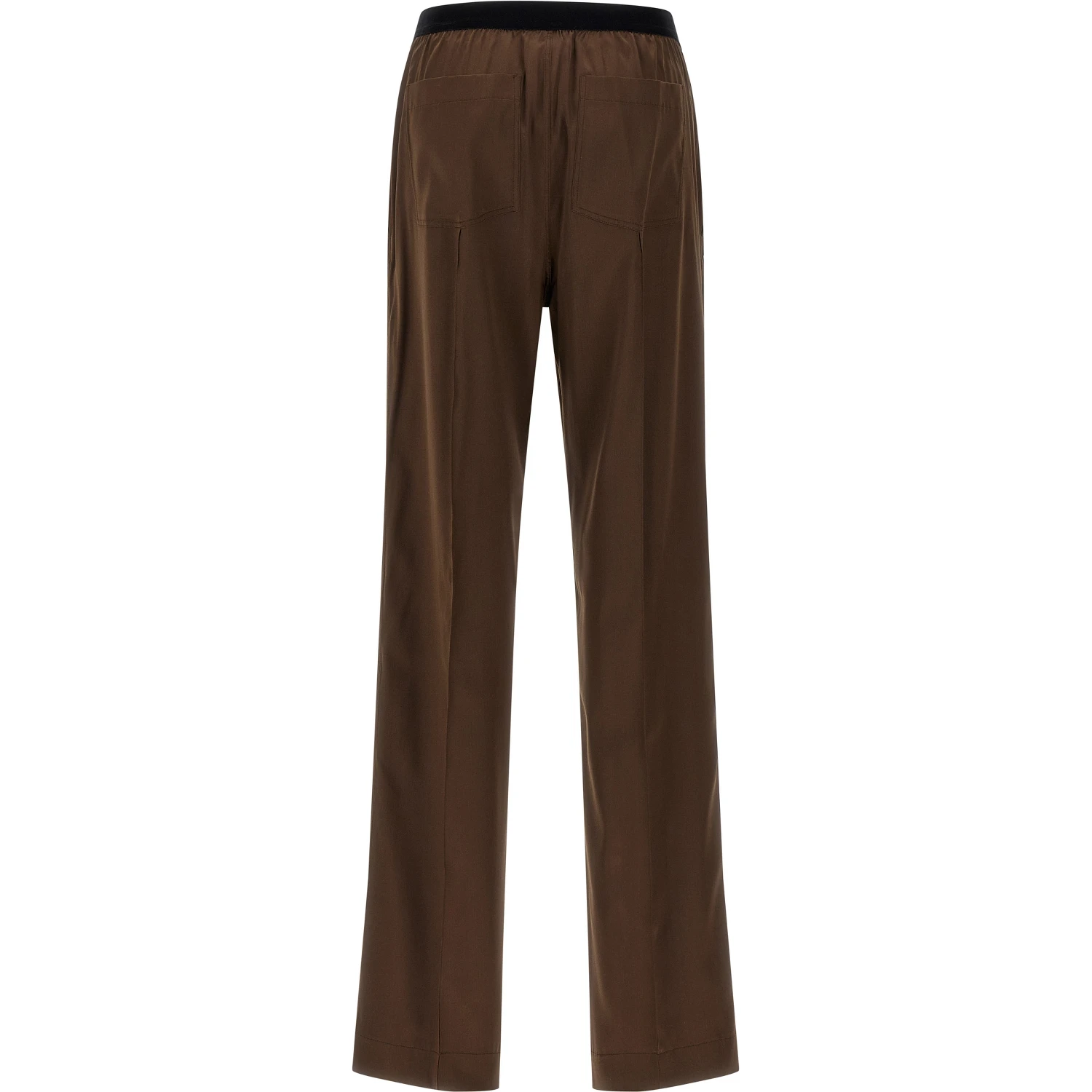 Brown Silk Casual Pants