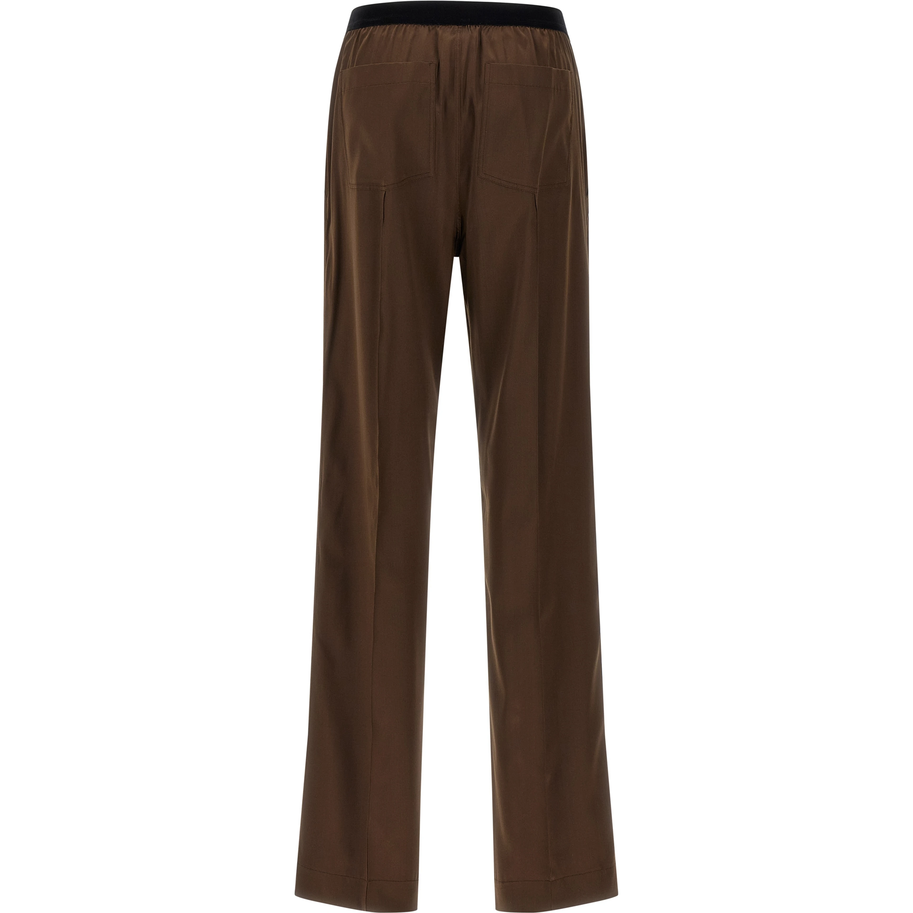 Brown Silk Casual Pants