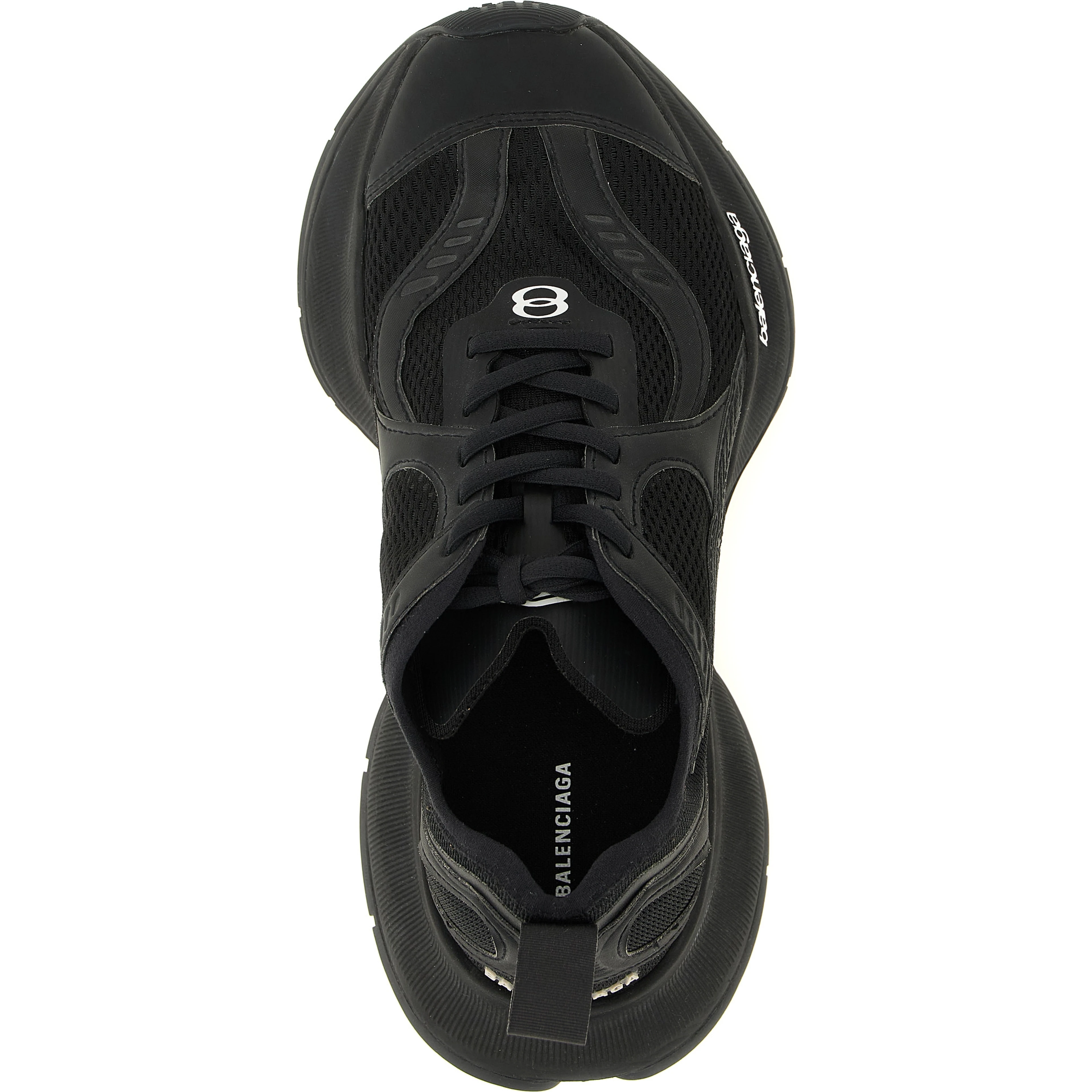 Black Polyester Athletic Sneakers