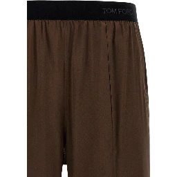 Brown Silk Casual Pants