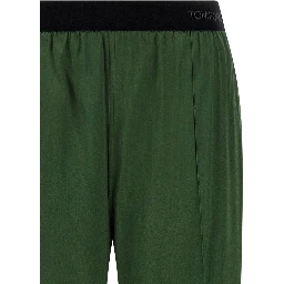 Bicolor Silk Casual Pants